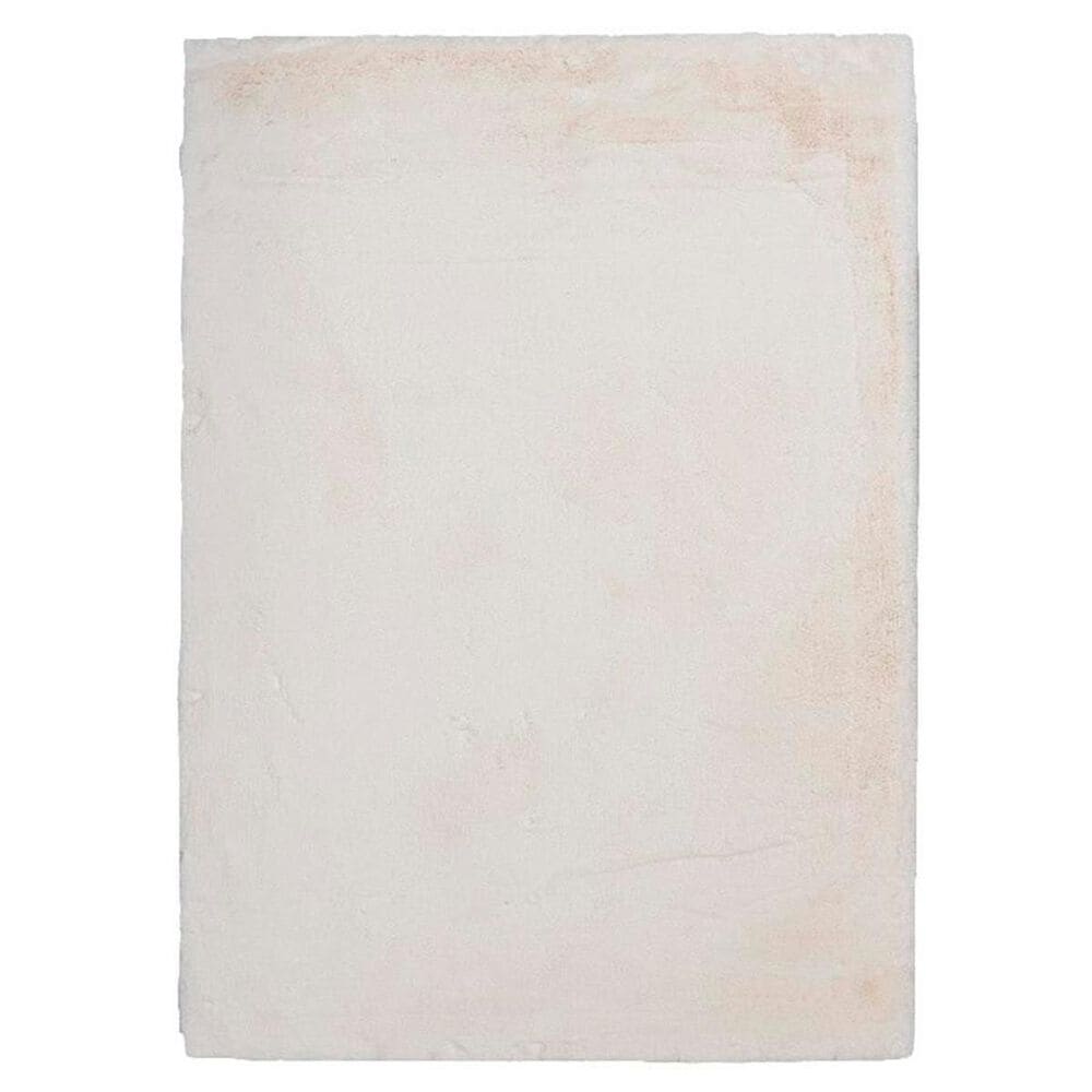 Linon Maven Faux Rabbit 5" x 7" White Area Rug, , large