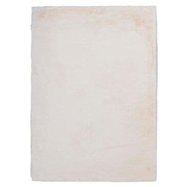 Linon Maven Faux Rabbit 5" x 7" White Area Rug, , large