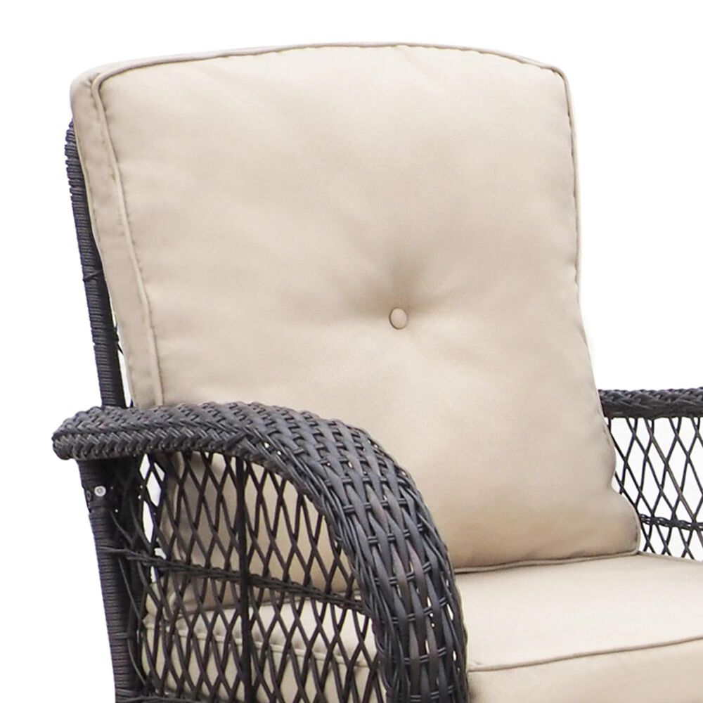 Hearth and Haven Outdoor Rocking Chair with Dark Brown Wicker in Beige, , large