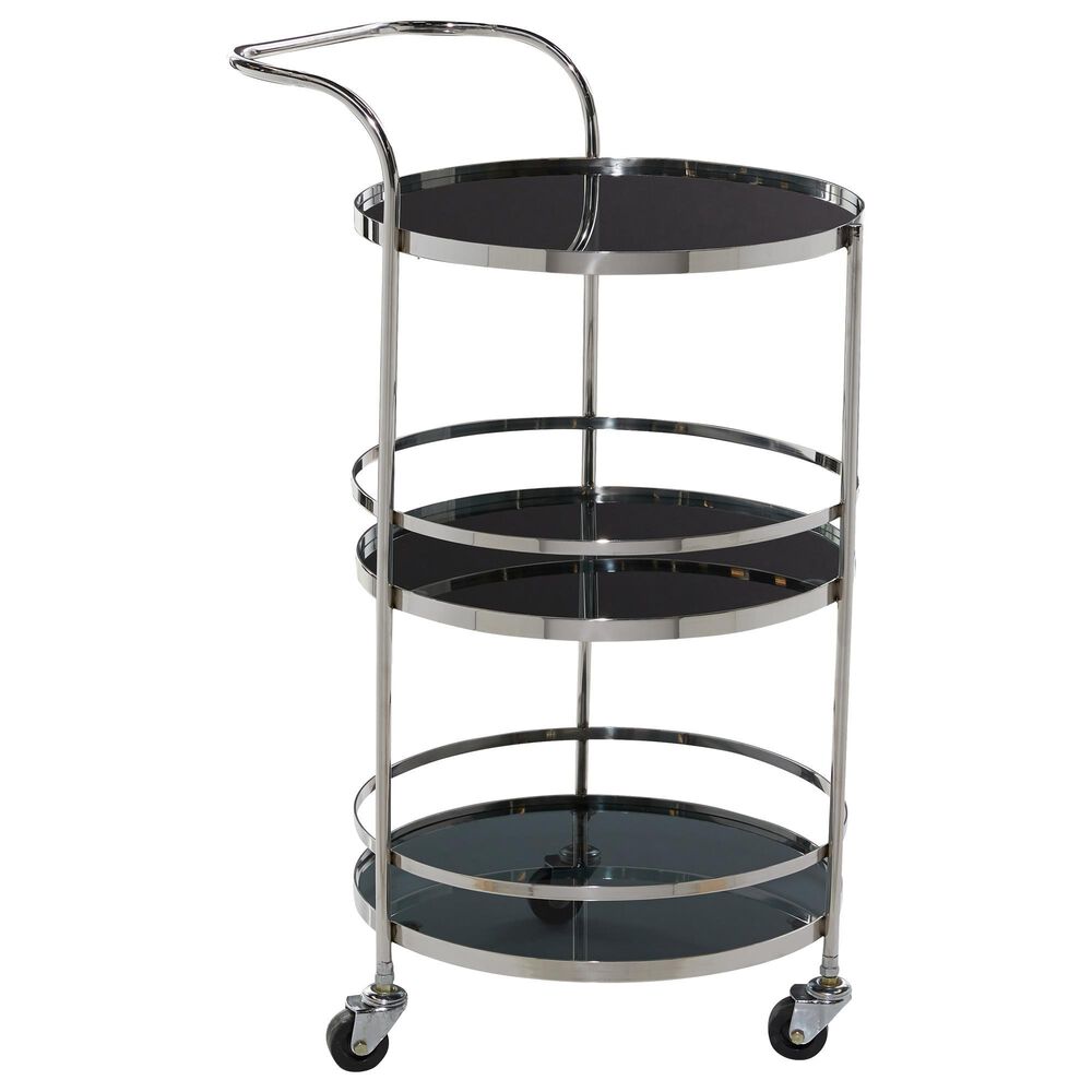 Maple and Jade Contemporary Stainless Steel Bar Cart in Chrome, , large