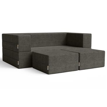 Jaxx Zipline 3-Piece Stationary Convertible Sleeper Loveseat in Charcoal Velvet, , large