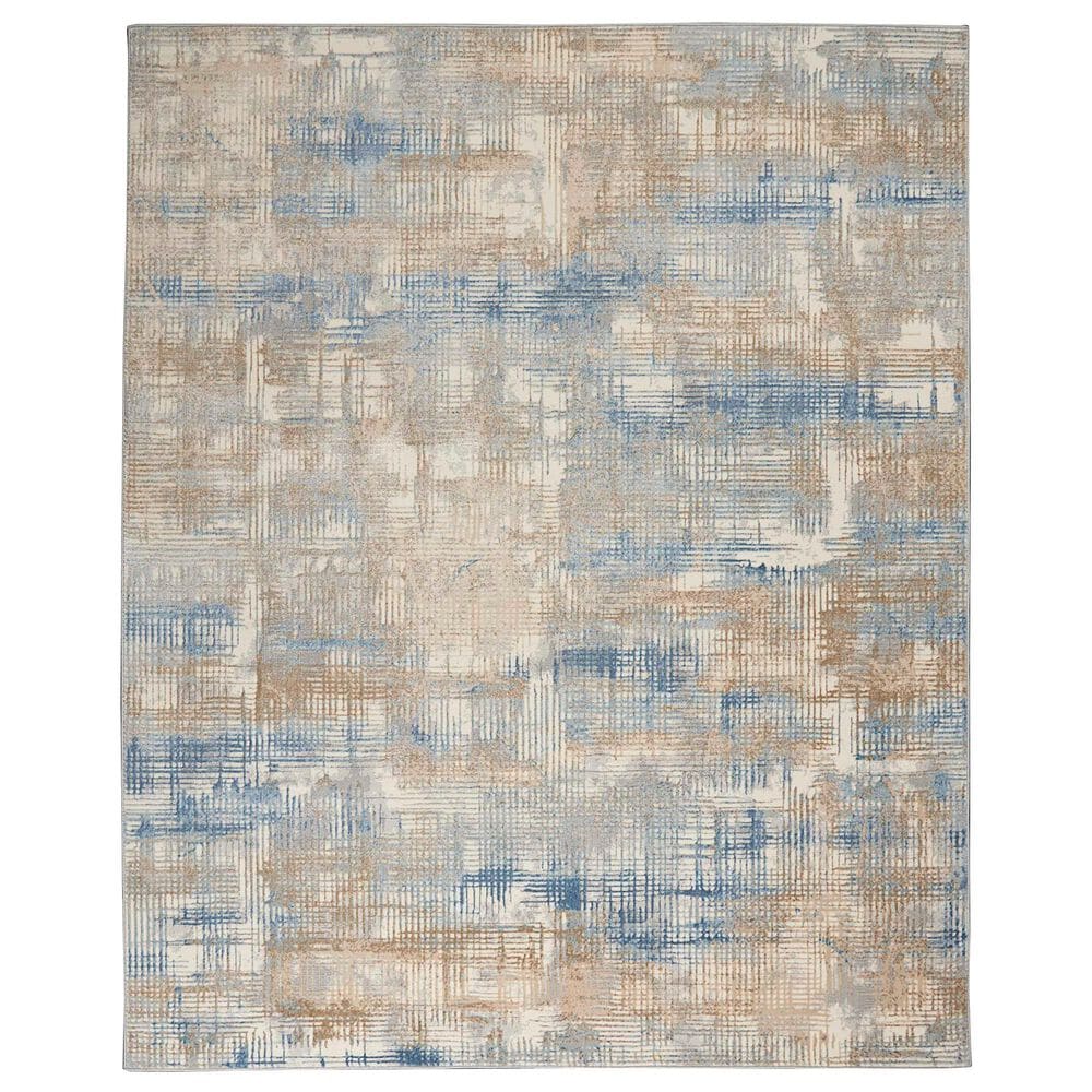 Nourison Rush 8" x 10" Blue and Beige Area Rug, , large