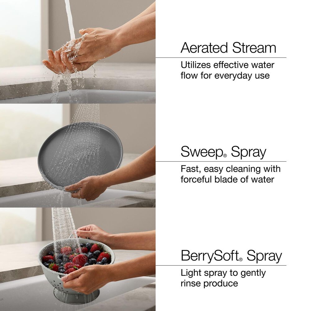 Kohler Tournant Semi-Professional Kitchen Sink Faucet in with Three-Function Sprayhead Vibrant Titanium, , large