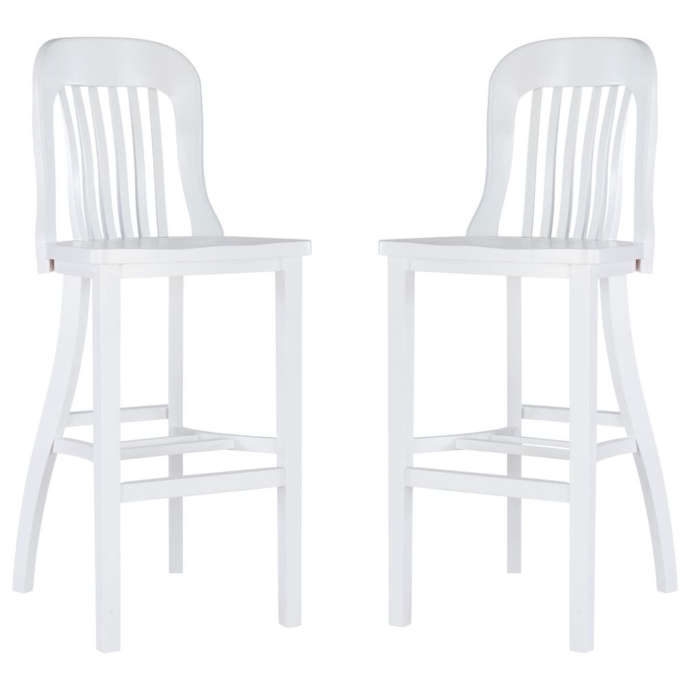 Linon Home Decor Maylen Bar Stool in Lustrous White (Set of 2), , large