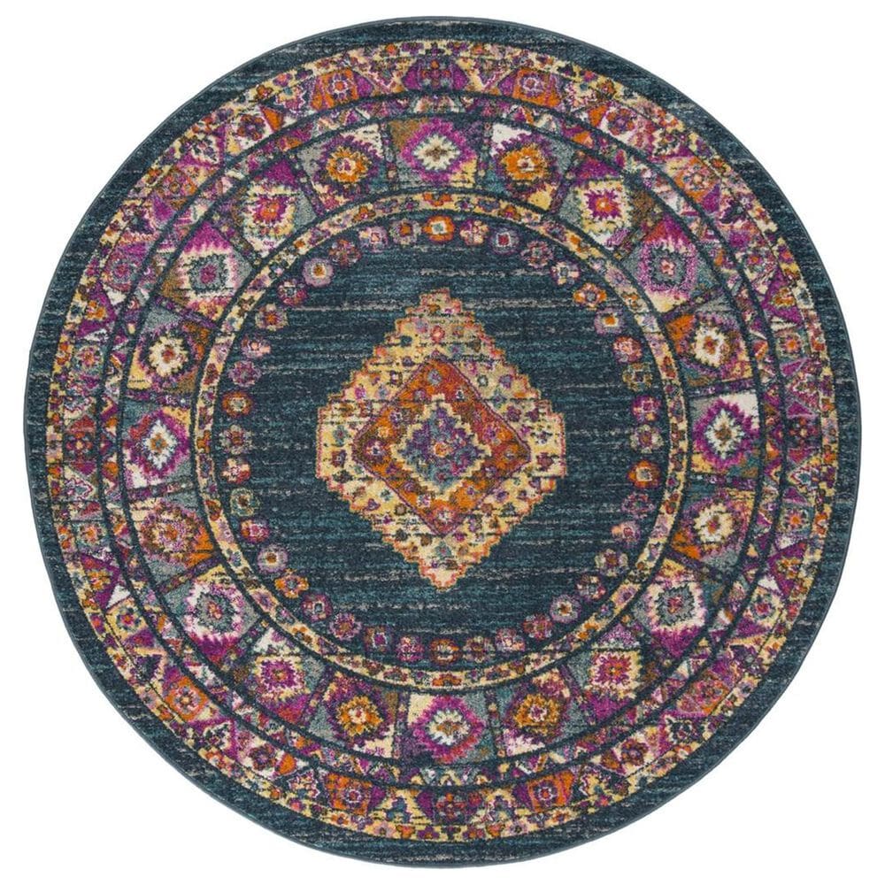 Safavieh Madison MAD133C 5"1" Round Blue and Fuchsia Area Rug, , large
