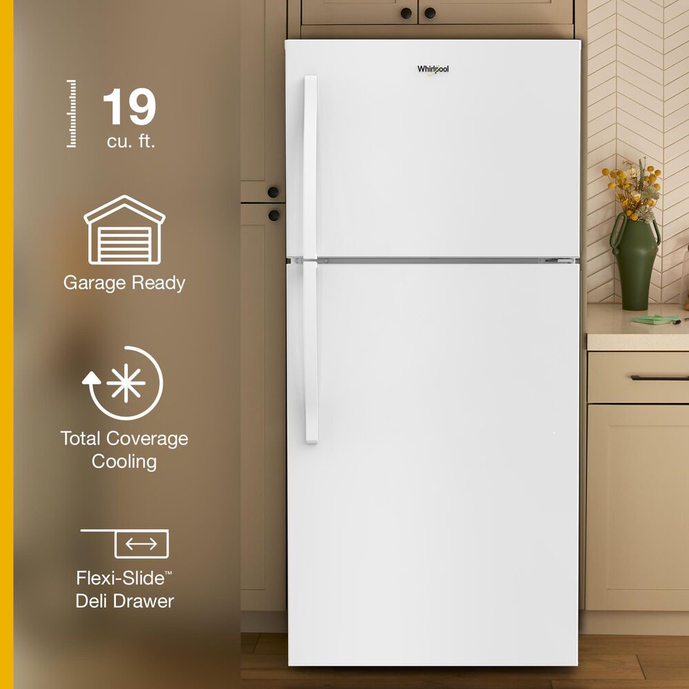 Whirlpool 19.2 Cu. Ft. Wide Top Freezer Refrigerator with Total Coverage Cooling in White, , large