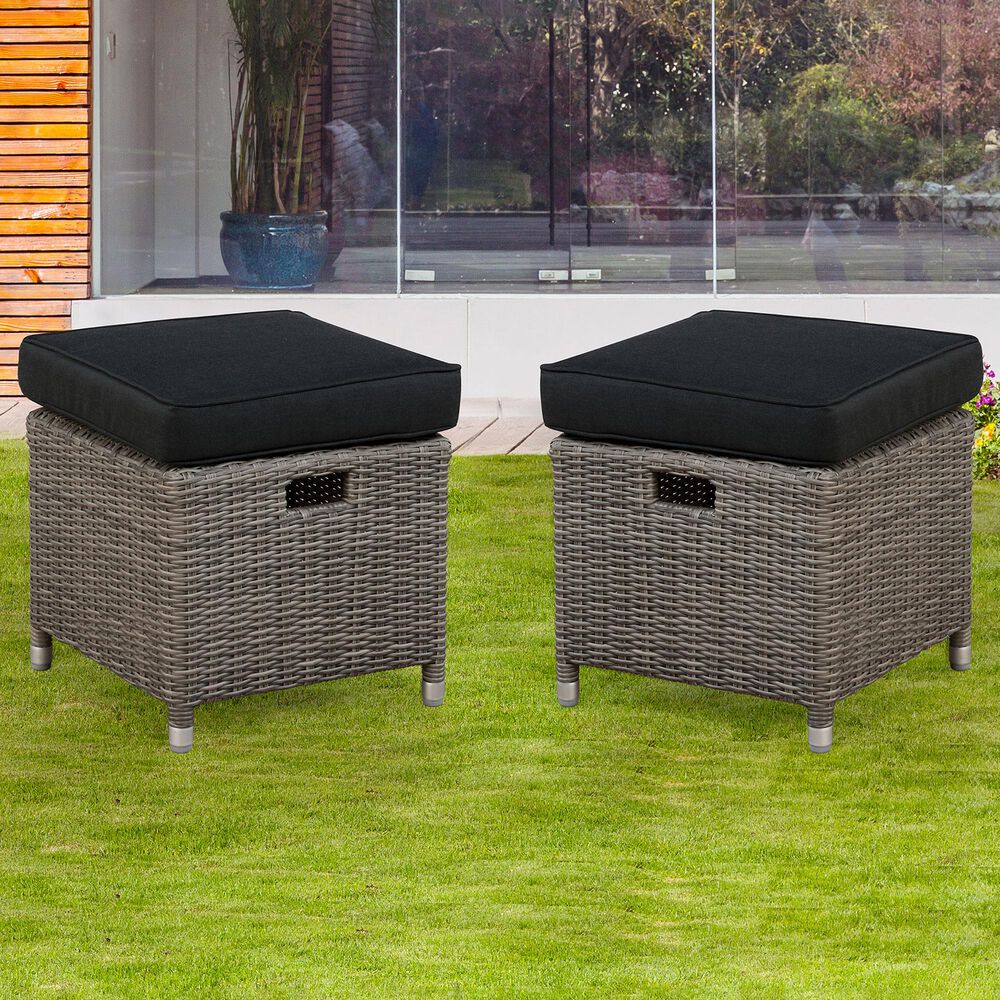 Bolton Furniture Monaco 17" Patio Ottoman in Gray (Set of 2), , large