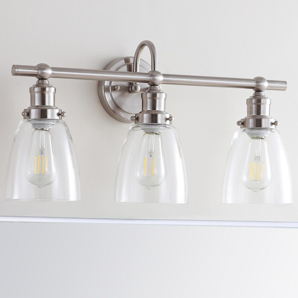 Safavieh Dunes 3-Light Bathroom Sconce in Brush Nickel/Clear, , large