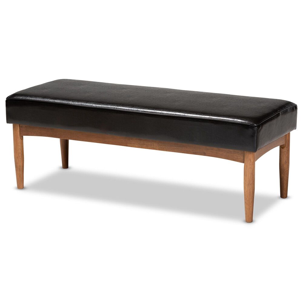 Baxton Studio Arvid Bench in Walnut Brown, , large