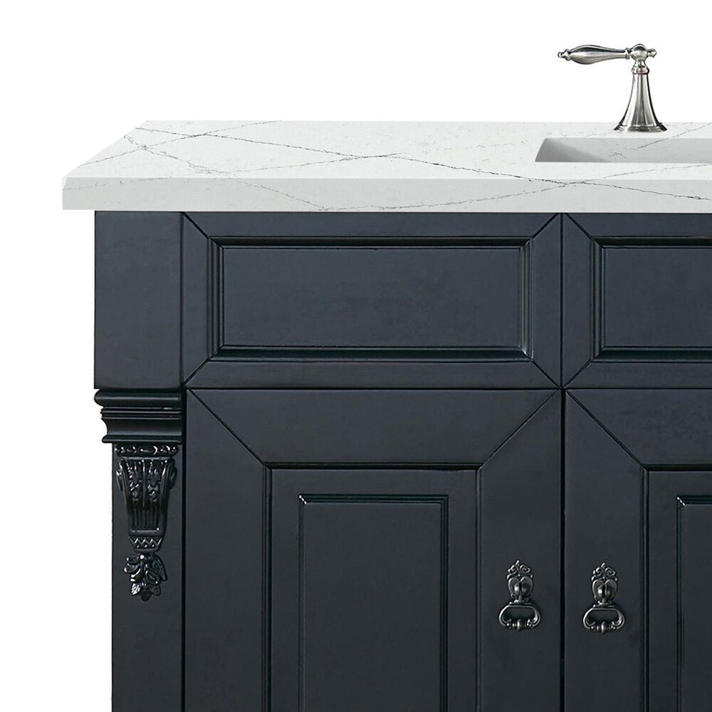 James Martin Vanities Brookfield 48&quot; Single Bathroom Vanity in Antique Black with 3 cm Ethereal Noctis Quartz Top and Rectangle Sink, , large