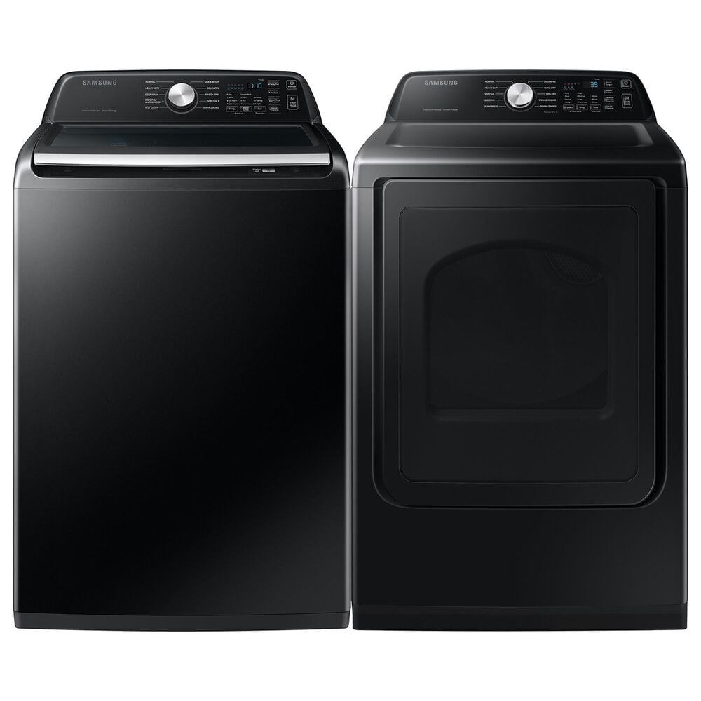 Samsung 4.7 Cu. Ft. Smart Top Load Washer and 7.4 Cu. Ft. Gas Dryer Laundry Pair in Brushed Black, , large
