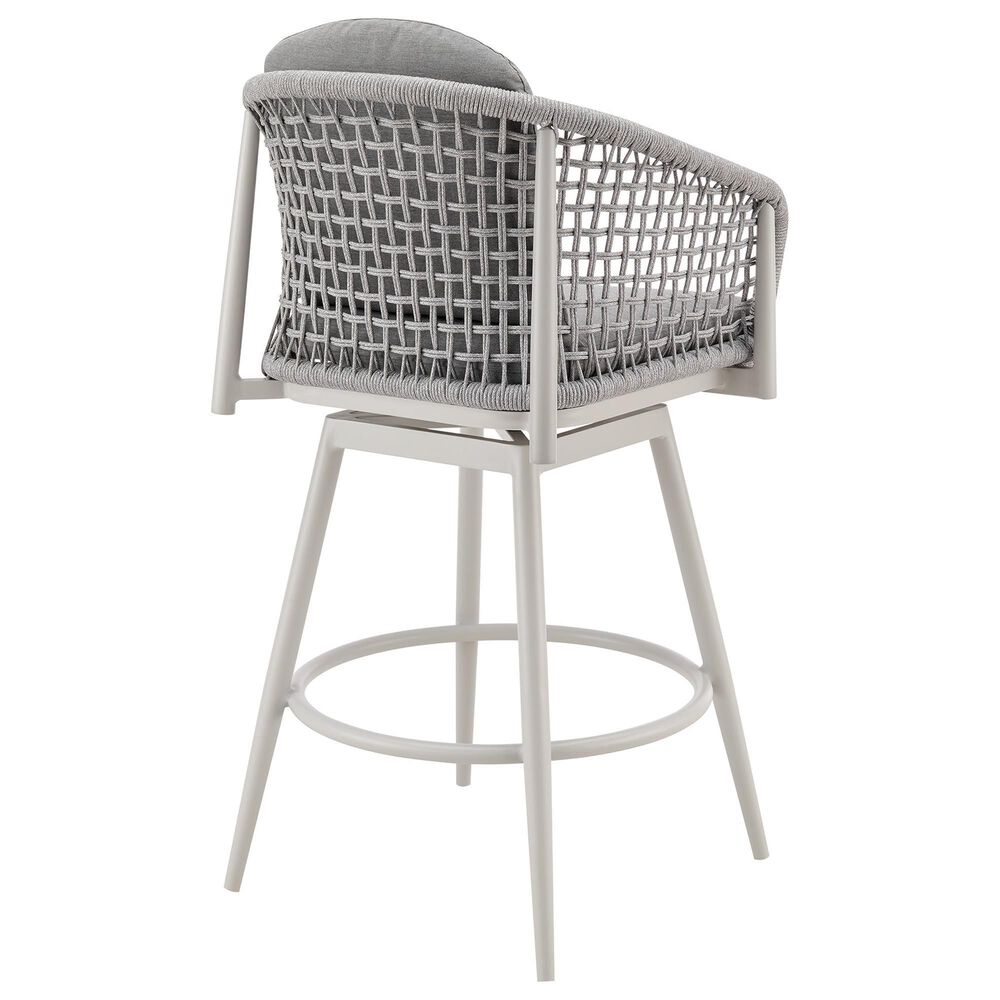Blue River Rhodes Patio Swivel Counter Height Bar Stool with Light Gray Rope in Aluminum, , large