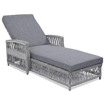 Hearth and Haven GO Outdoor Long Reclining Chaise Lounge with Armrests and Adjustable Backrest in Grey, , large