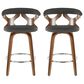 LumiSource Gardenia Swivel Fixed-Height Counter Stool with Charcoal Fabric Upholstery in Chrome and Walnut (Set of 2), , large