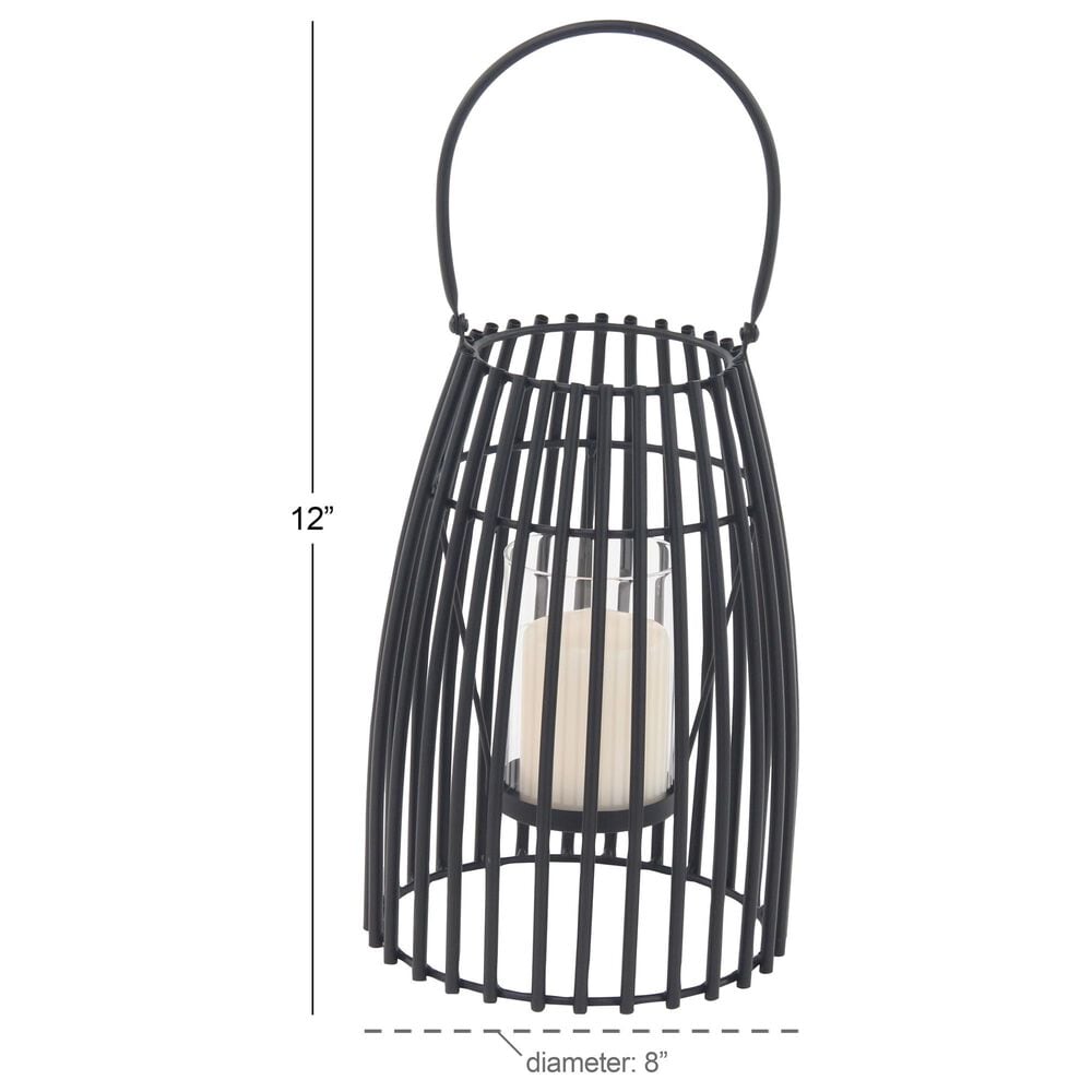 Maple and Jade 8&quot; x 12&quot; Indoor/Outdoor Candle Lantern with Handle in Matte Black and Clear, , large