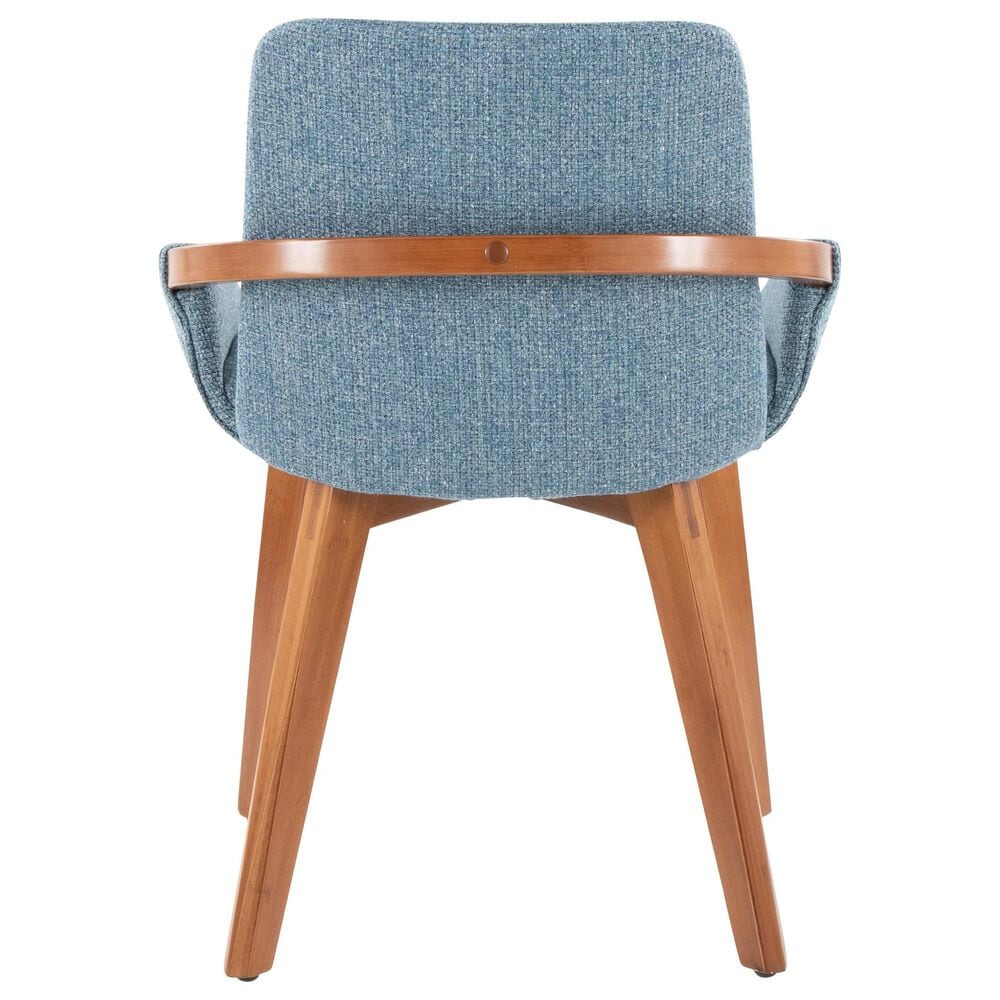 LumiSource Cosmo Arm Chair with Blue Noise Fabric Cushion in Walnut, , large