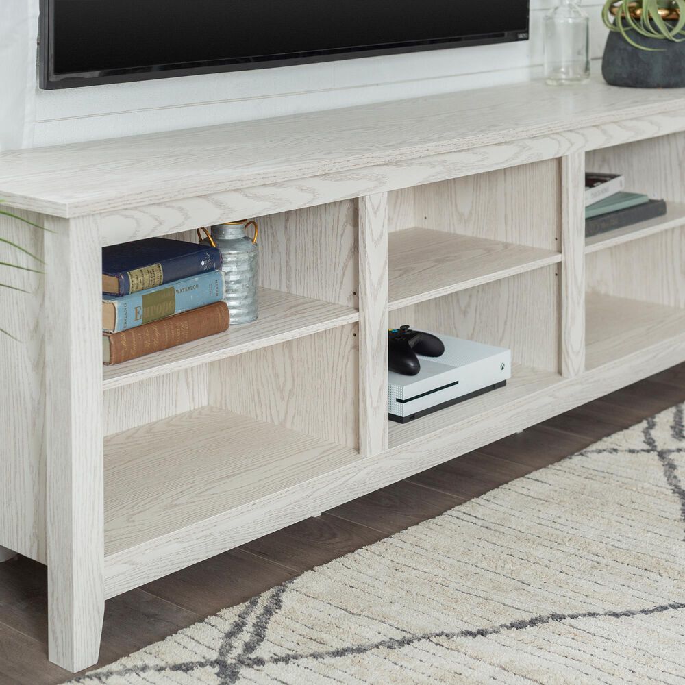 Walker Edison Essential 70&quot; TV Stand in White Wash, , large