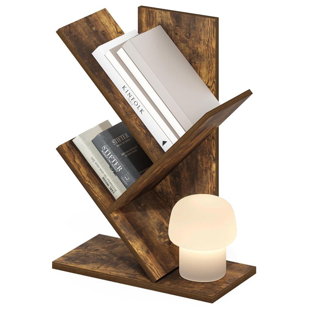 HOMLUX 3-Tier Floor Standing Tree Bookcase in Amber Pine, , large