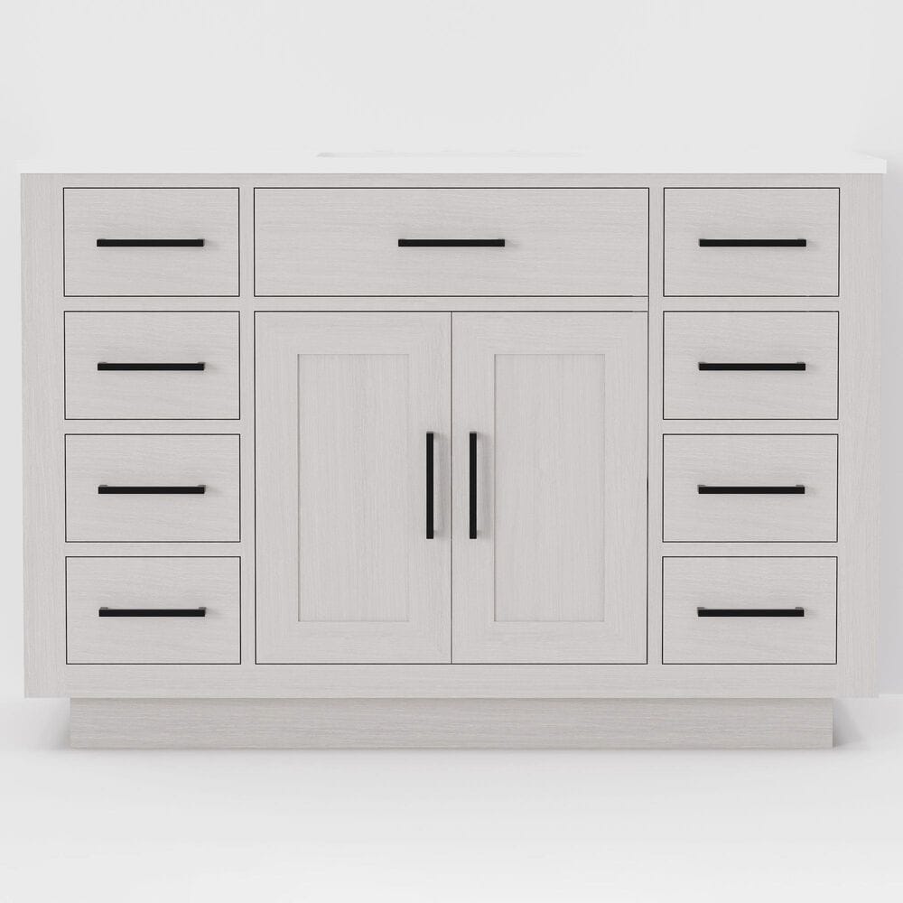 Lexora Home Abbey 48" Single Bathroom Vanity in White Oak with 2 cm White Quartz Top and Rectangular Sink, , large