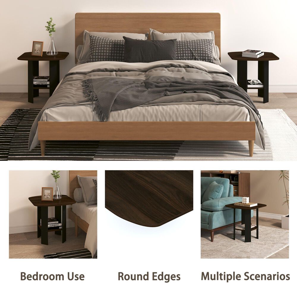 HOMLUX End Table in Columbia Walnut and Black (Set of 2), , large