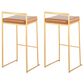 LumiSource Fuji 30" Stacker Bar Stool with Camel Upholstery in Gold (Set of 2), , large