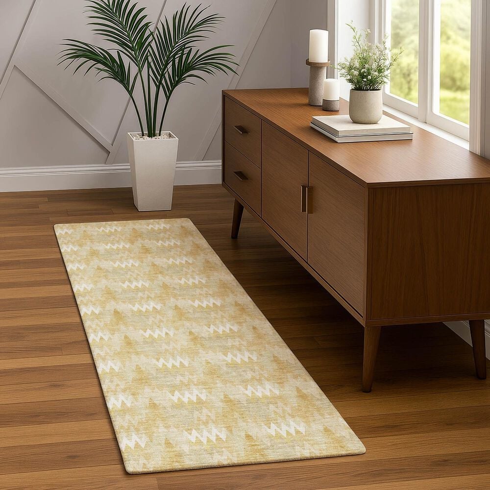 Dalyn Rug Company Soft Essentials Chevron Gold 2'3" x 7'6" Runner, , large