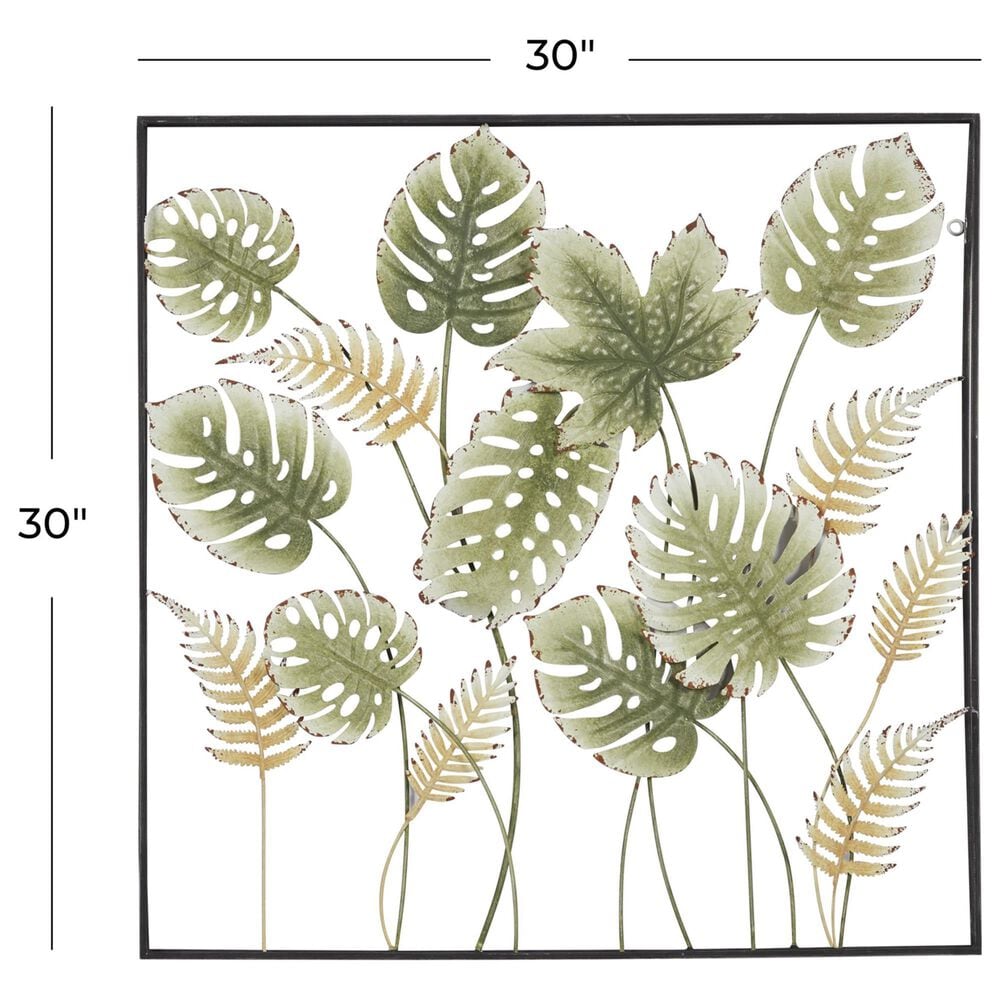 Maple and Jade 30&quot; x 30&quot; Tall Cut-Out Leaf Wall Decor with Intricate Laser Cut Designs in Black and Green, , large