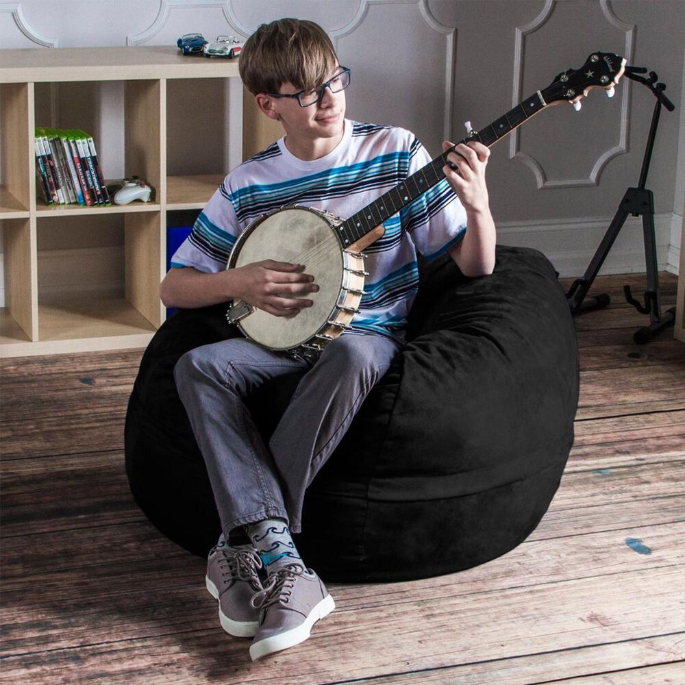 Jaxx 3' Round Bean Bag with Removable Cover in Black NFM