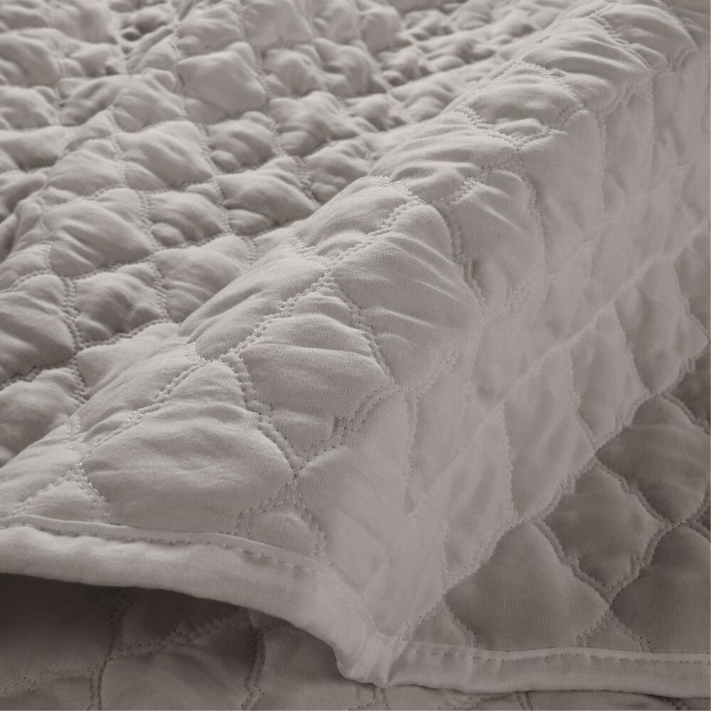 Jiangsu Royal Home Diamond Stitch Quilt 3pc-White-K, , large
