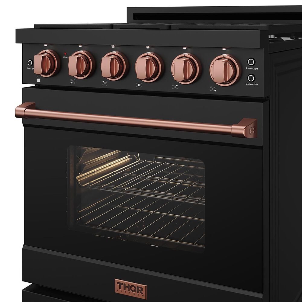 Thor Kitchen Gordon Ramsay 4.6 Cu. Ft. Professional Gas Range with Rose Gold Handle Kit in Black, , large