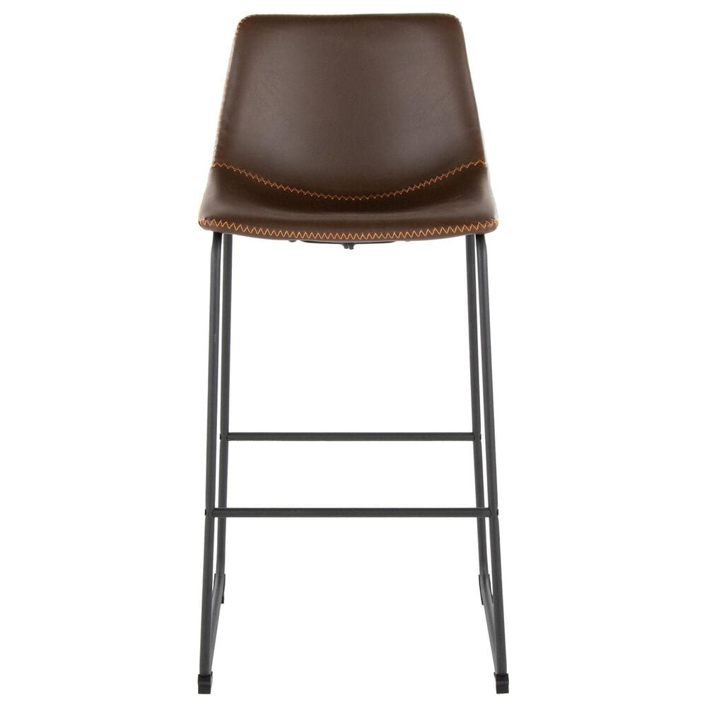Lumisource Duke Fixed-Height Barstool with Espresso and Orange Cushion in Black, , large