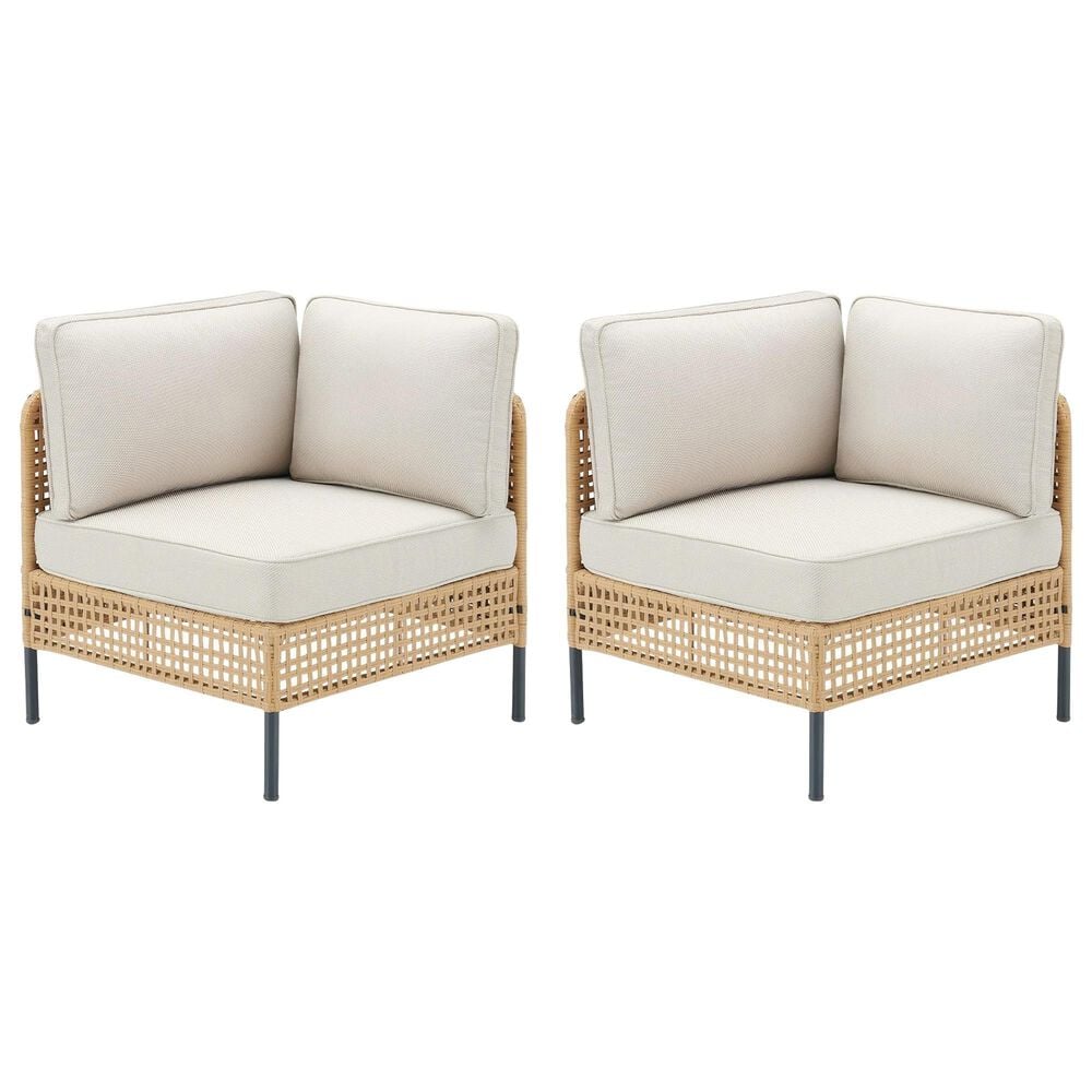 Sunwell Garden Patio Module Corner Chair in Beige (Set of 2), , large