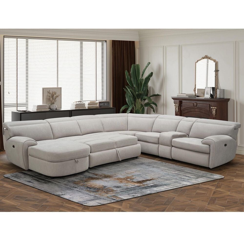 Vogue Home Furnishings 4-Piece Power Left-Facing Reclining Sectional with Chaise in Dove Gray, , large