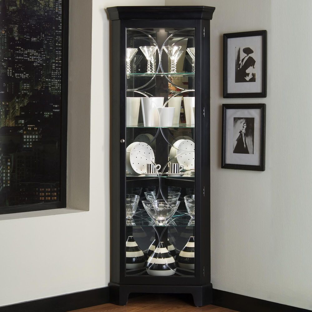 Chapel Hill 74&quot; Corner Curio in Oxford Black, , large