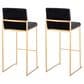 Lumisource Fuji High Back Barstool with Black Velvet in Gold (Set of 2), , large