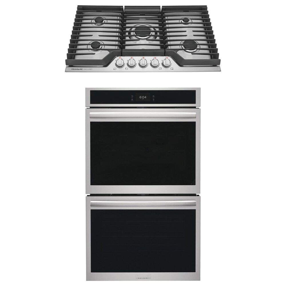 Frigidaire Gallery 2-Piece Kitchen Package with 30" Double Electric Wall Oven and 36" Gas Cooktop in Stainless Steel, , large