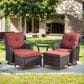 Sunwell Garden Outdoor Ottoman with Brown Rattan in Red (Set of 2), , large