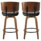 LumiSource Lombardi 26" Swivel Counter Stool with Black Faux Leather Upholstery in Walnut and Black (Set of 2), , large