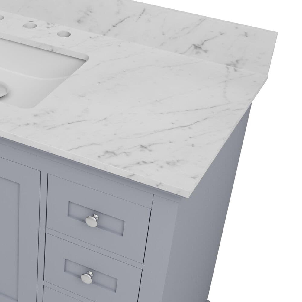 Lexora Home Dukes 48" Single Bathroom Vanity in Dark Grey with 2 cm White Carrara Marble Top and Rectangular Sink, , large
