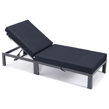 Leisuremod Chelsea Patio Chaise Lounge Chair with Black Cushion in Black, , large