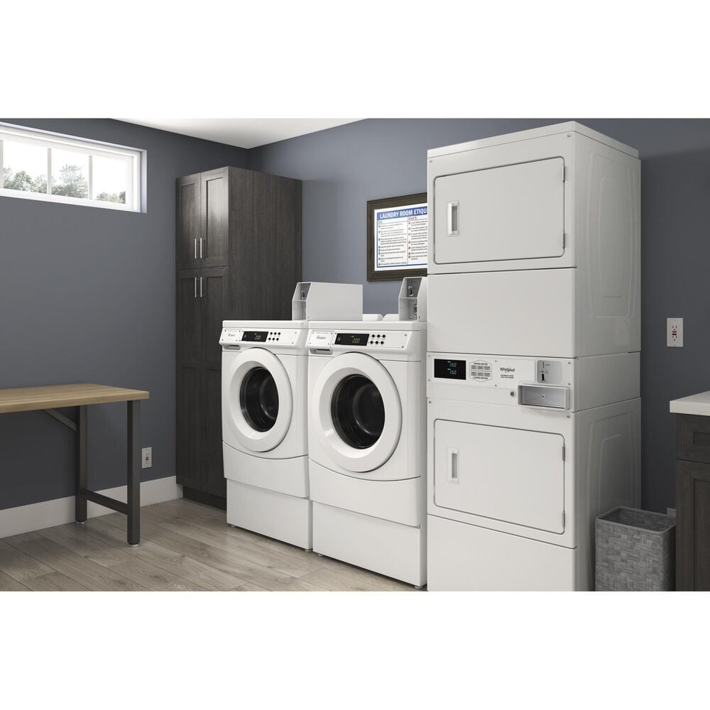 Whirlpool 7.4 Cu. Ft. Commercial Electric Stack Dryers with Coin Box in White, , large