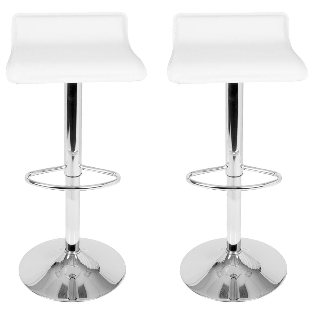 Lumisource Ale Swivel Adjustable Barstool with White Seat in Chrome &#40;Set of 2&#41;, , large