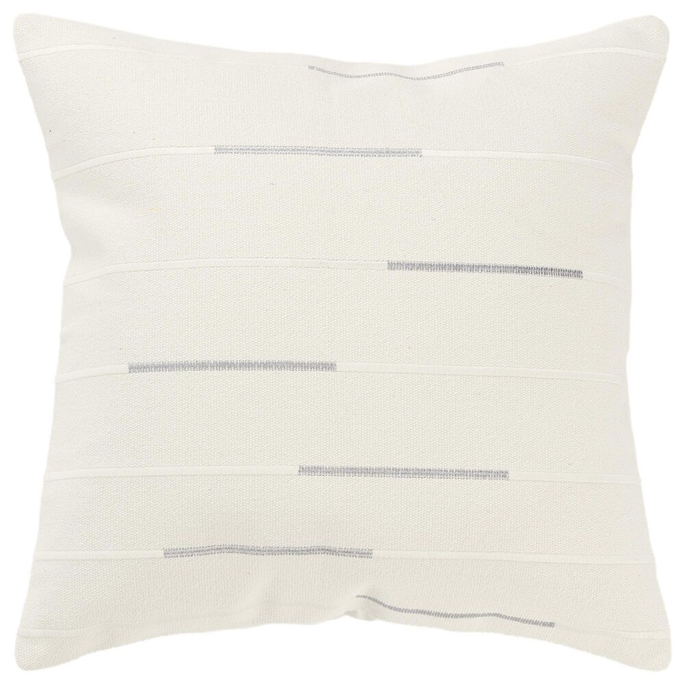 Rizzy Home 20" x 20" Striped Down Filled Throw Pillow in Ivory and Silver, , large
