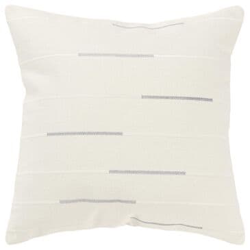 Rizzy Home 20" x 20" Striped Down Filled Throw Pillow in Ivory and Silver, , large