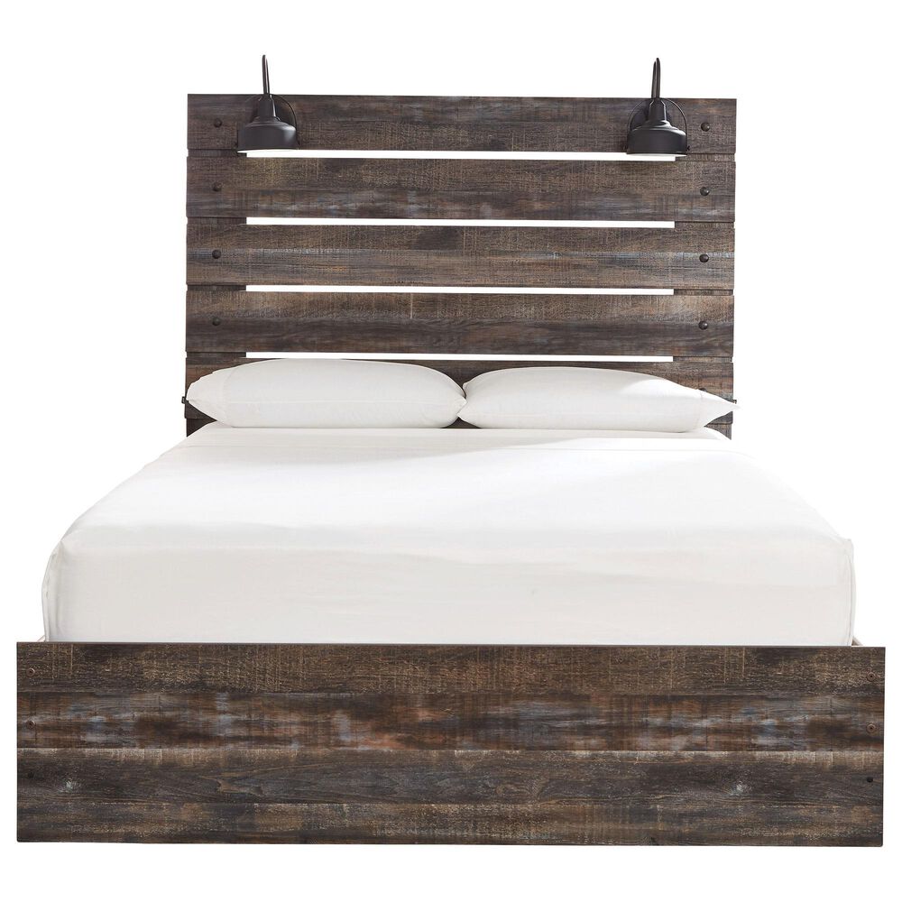 Ashley Drystan Full Panel Bed with Storage in Brown Rustic, , large
