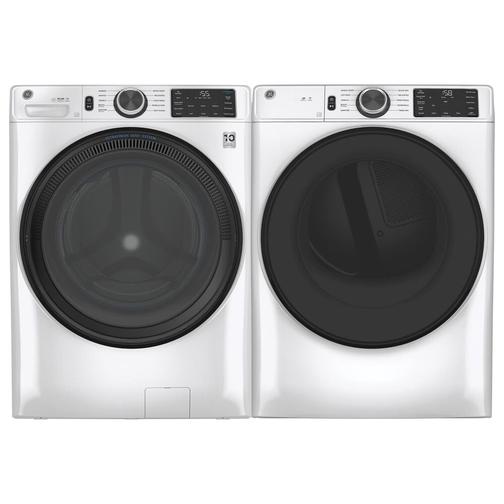 GE Appliances 4.8 Cu. Ft. Front Load Washer and 7.8 Cu. Ft. Electric Dryer Laundry Pair in White, , large