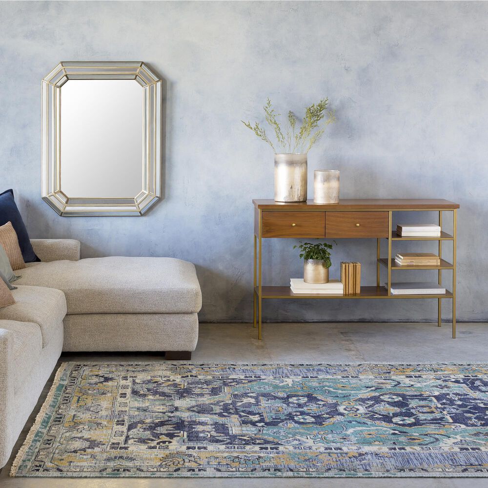 Surya Festival 12&#39; x 15&#39; Denim, Ink Blue, Teal, Tan and Ivory Area Rug, , large
