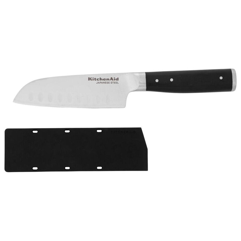 KitchenAid Gourmet 5" Santoku Knife with Protective Cover in Stainless Steel and Black, , large