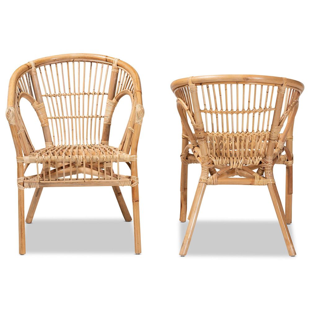 Baxton Studio Alleta Arm Chair in Natural Brown (Set of 2), , large