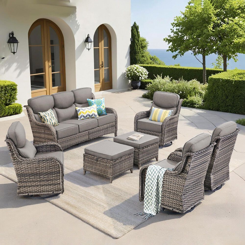 Sunwell Garden 7-Piece Conversation Set in Gray, , large